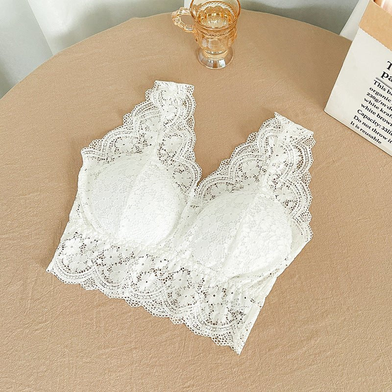 High-quality Lace V-shaped Beautiful Back Women's Bra with Pads thumbnail 3