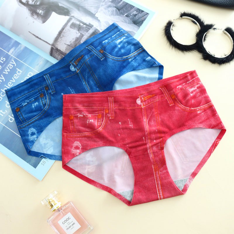 Explosive 3D Denim Digital Printing Comfortable Women's Panties thumbnail 2