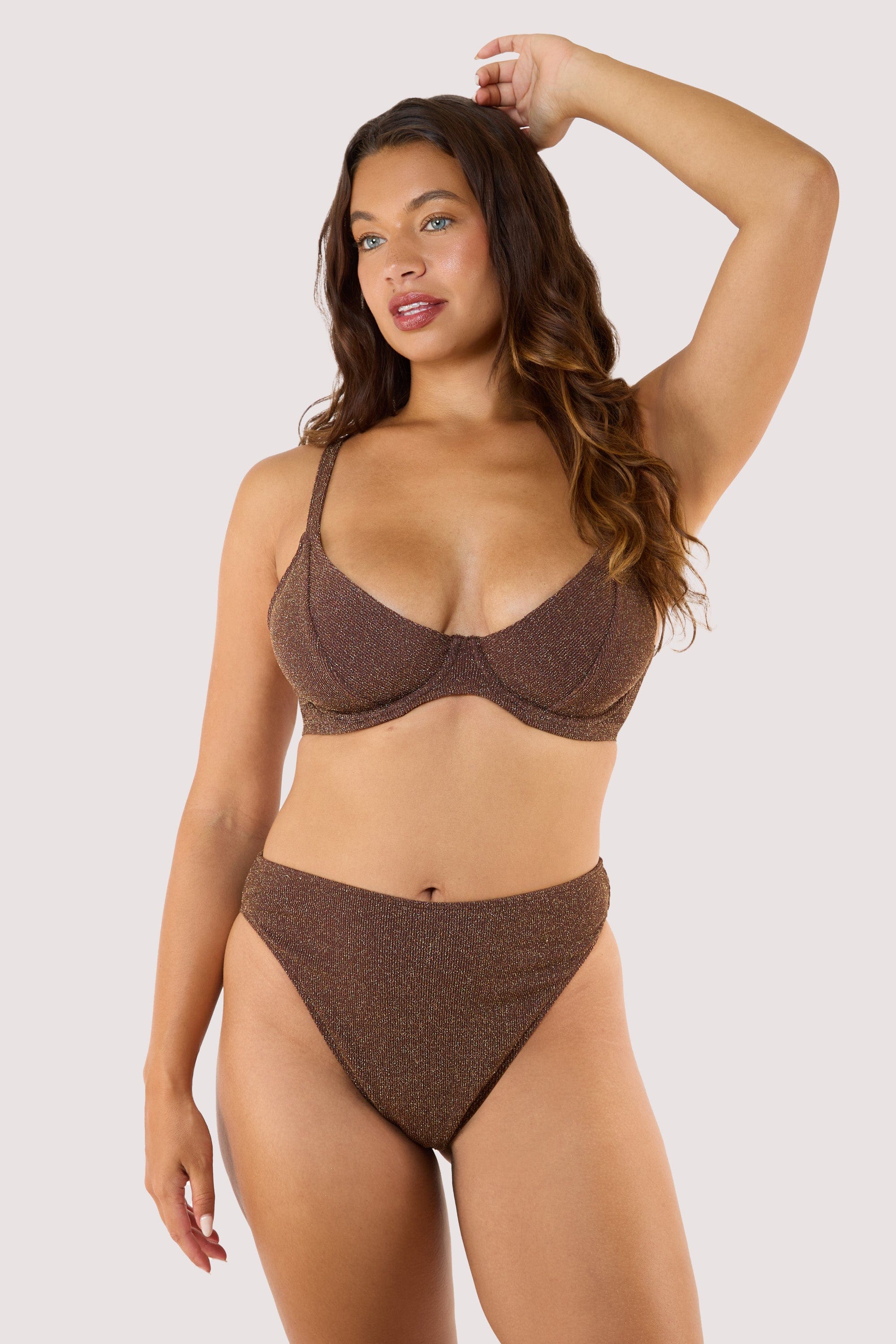 Amber Bronze High Waist Leg Bikini Bottom thumbnail 3