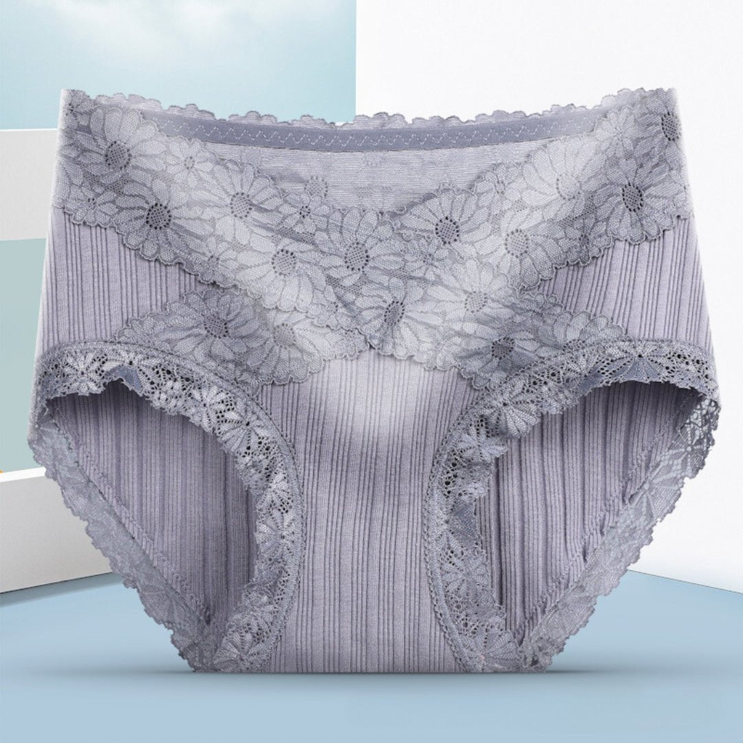 Women's Seamless Mid-rise Lace Stitching Cotton Breathable Plus size Panties thumbnail 3