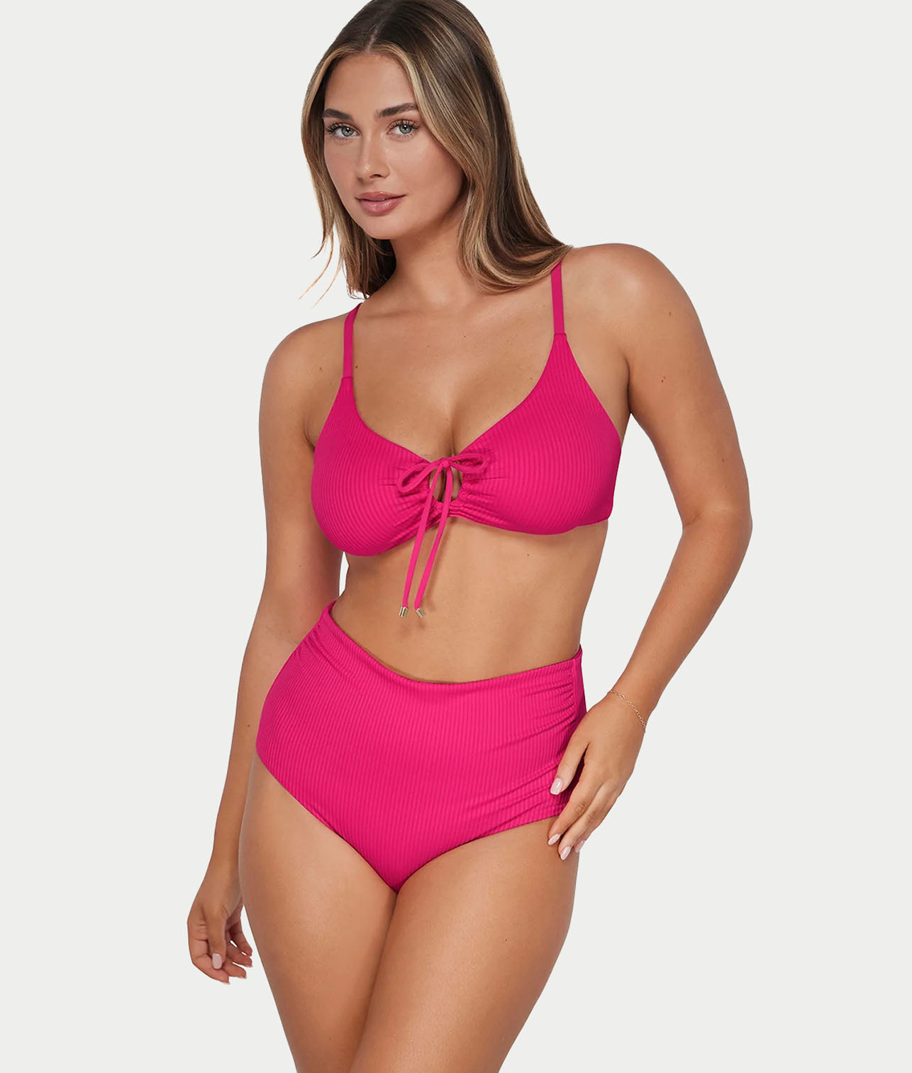 Printed Capri Fold-Over High-Waist Bikini Bottom