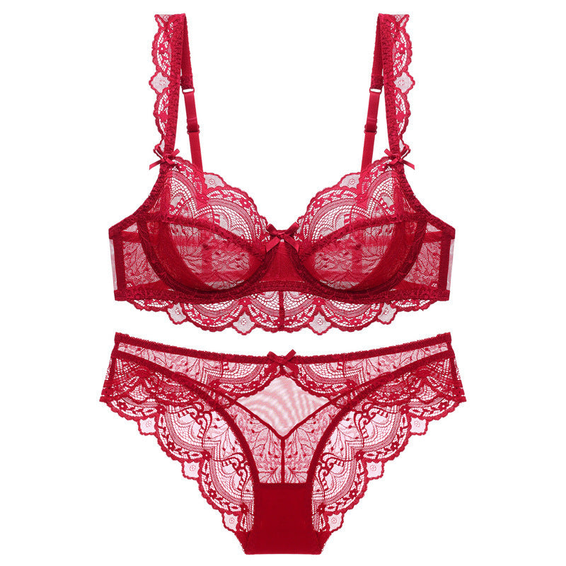 Elegant French Lace Push Up Breathable Lingerie Underwear Set thumbnail 2