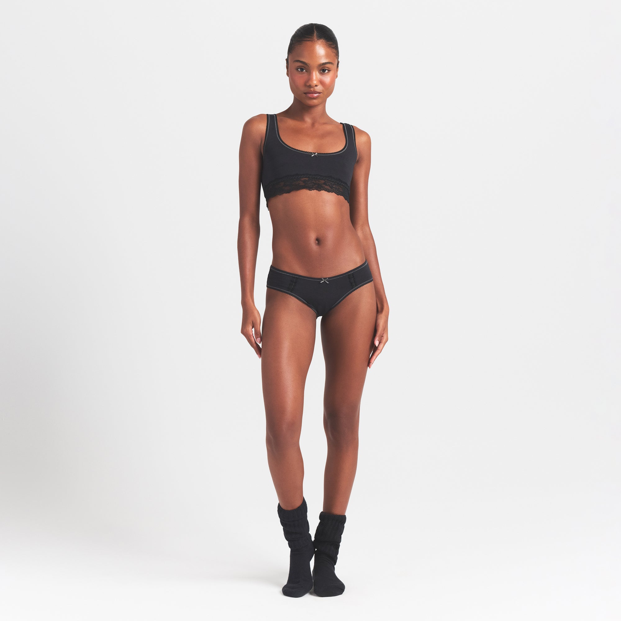 LIGHTWEIGHT COTTON LACE HIPSTER | SOOT TONAL thumbnail 2