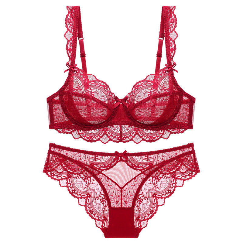 Elegant French Lace Push Up Breathable Lingerie Underwear Set