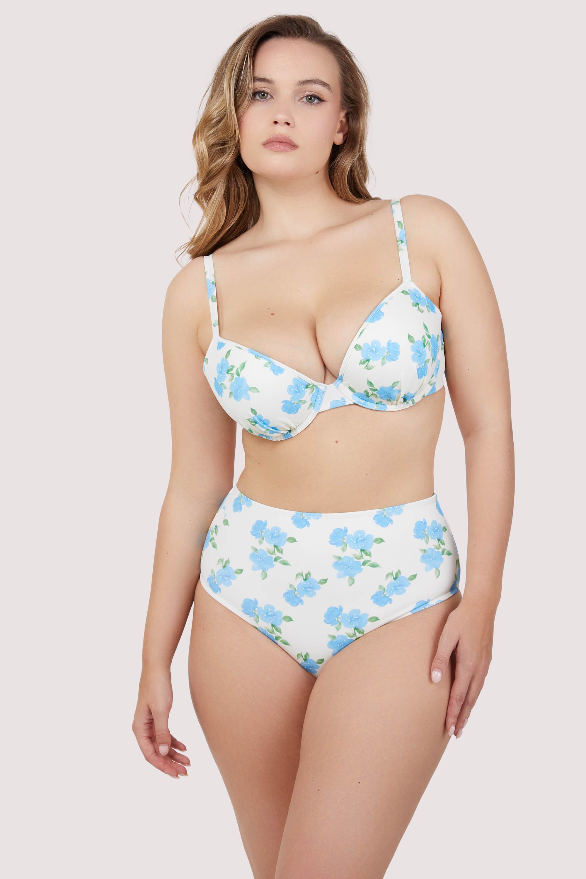 Amelia Fuller Bust Mix & Match Watercolour Floral Plunge Bikini Top thumbnail 3