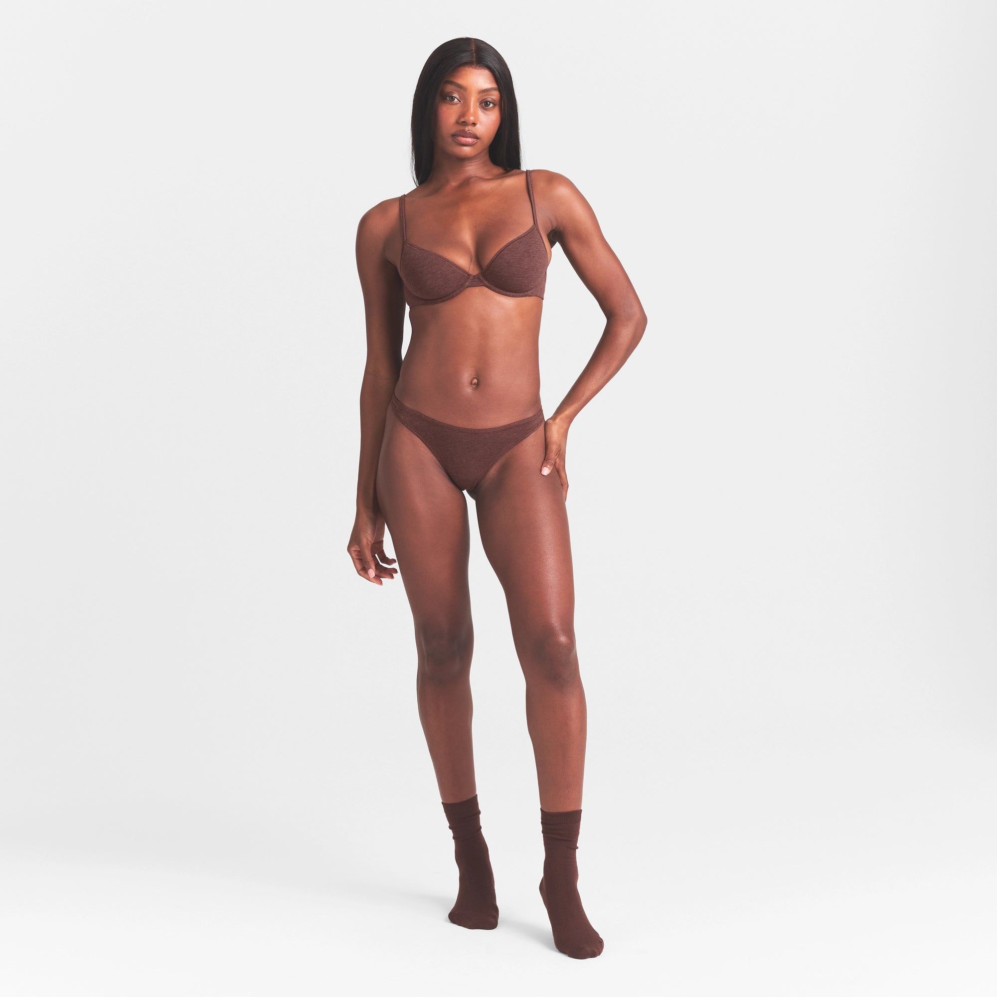 EVERYDAY COTTON THONG | COCOA HEATHER thumbnail 2
