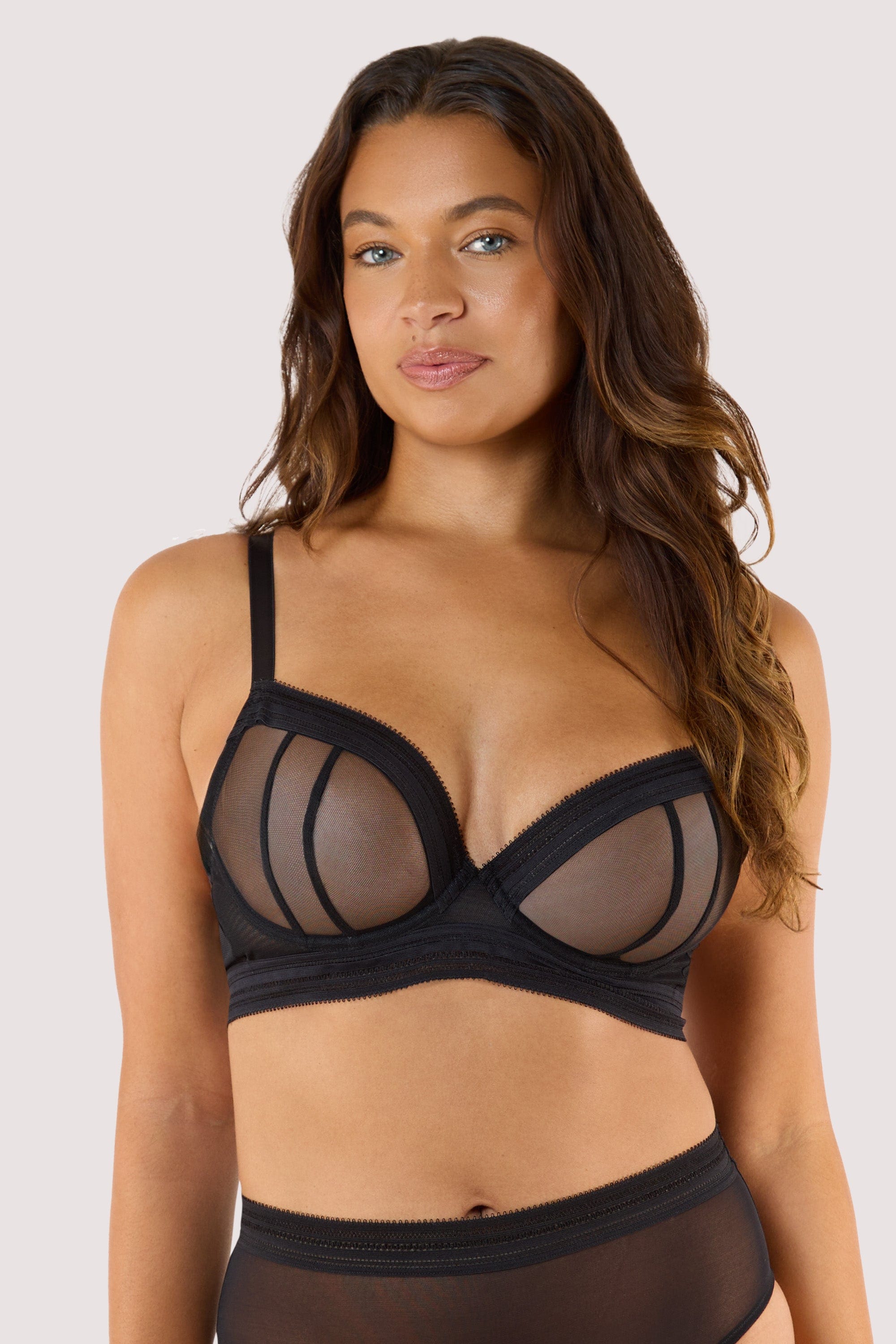 Icon Black Sheer Plunge Bra thumbnail 2