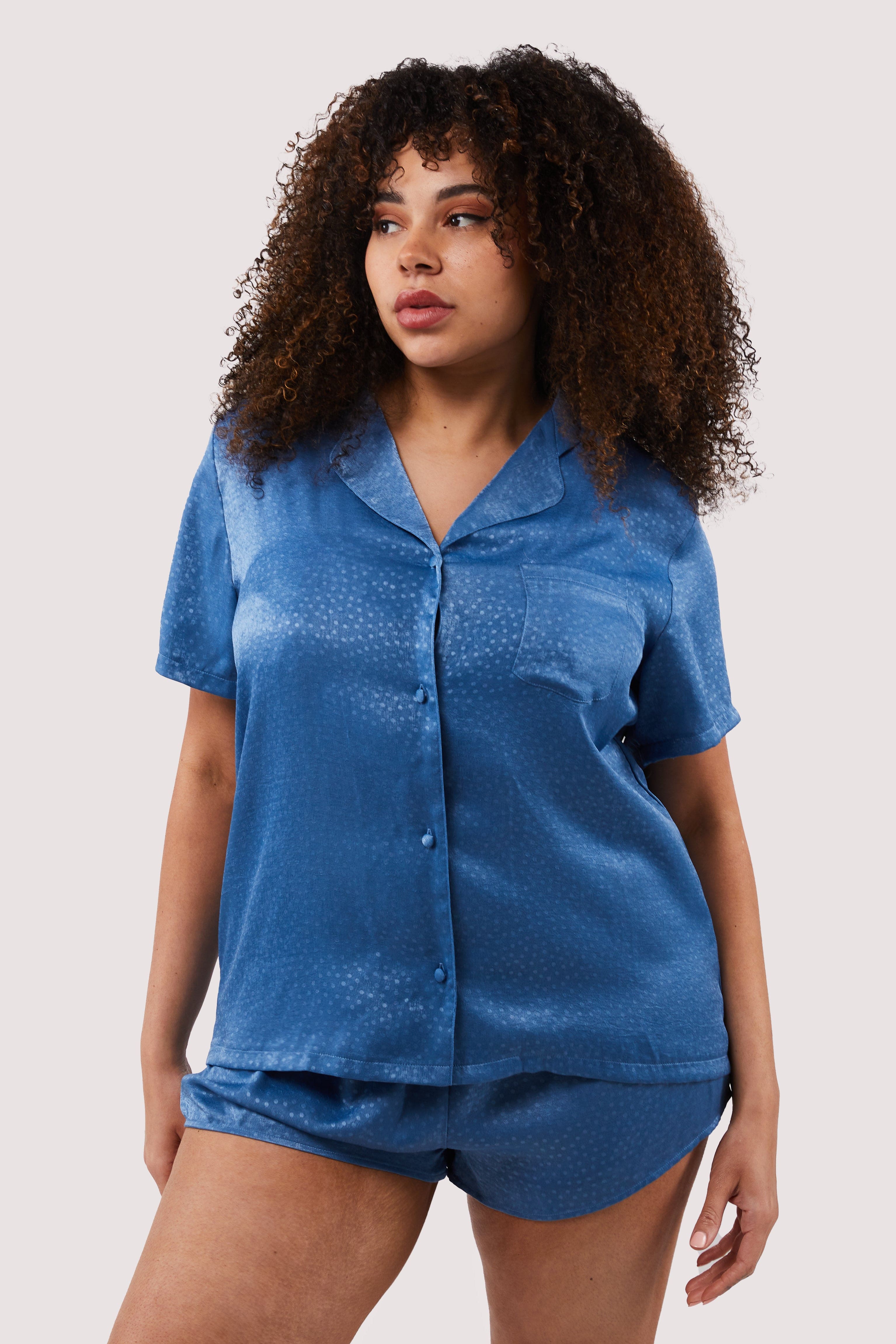 Blue Jacquard Pyjama Set thumbnail 2