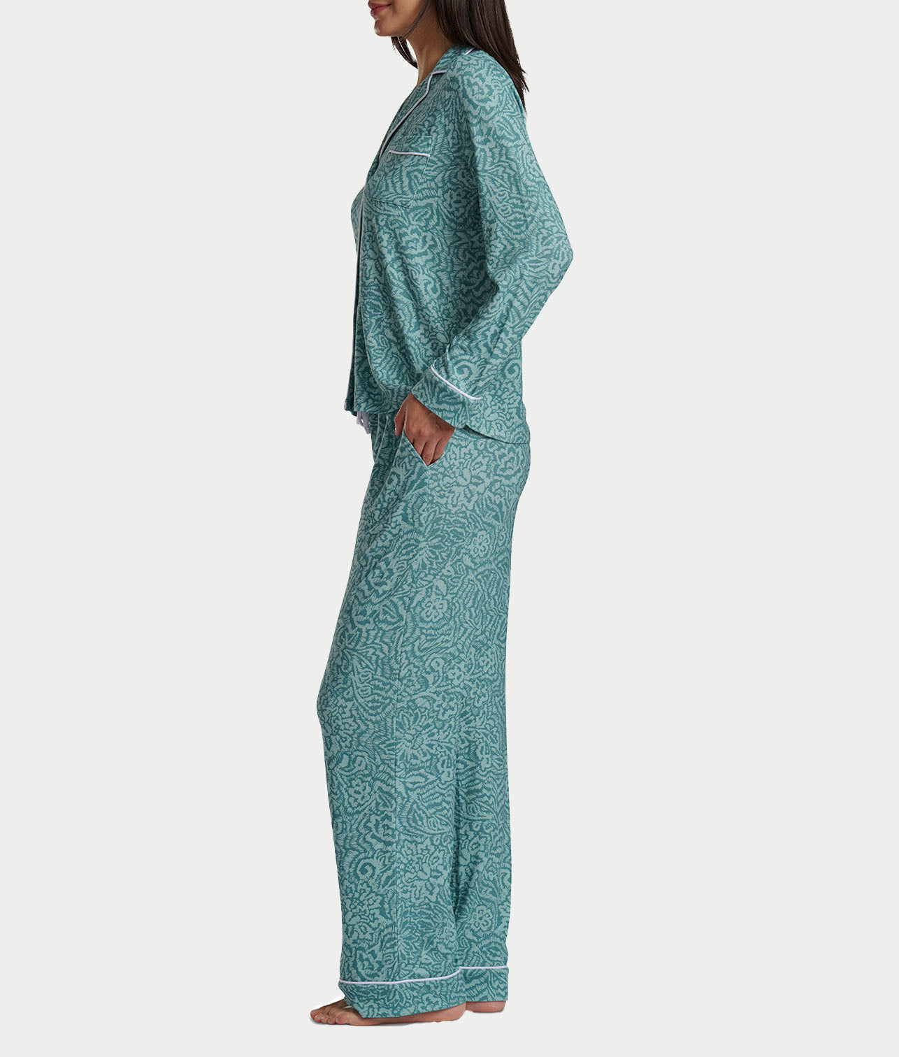 Notch Collar Woven Pajama Set thumbnail 3