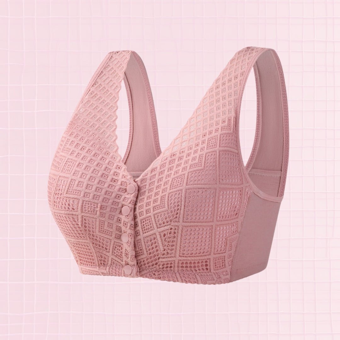 Middle-aged High-Quality Lace Front Buckle Women's Soft cotton Wide Shoulder Plus Size Bra thumbnail 2