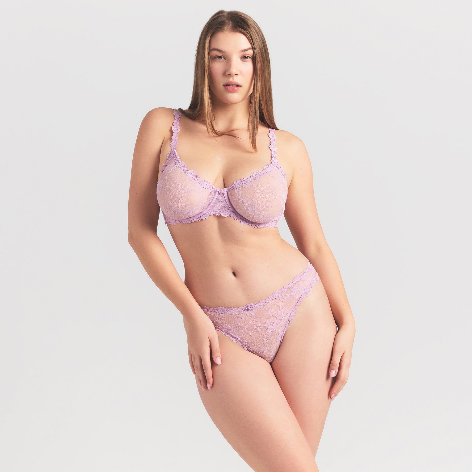 STRETCH LACE UNLINED DEMI BRA | BABY PINK thumbnail 3