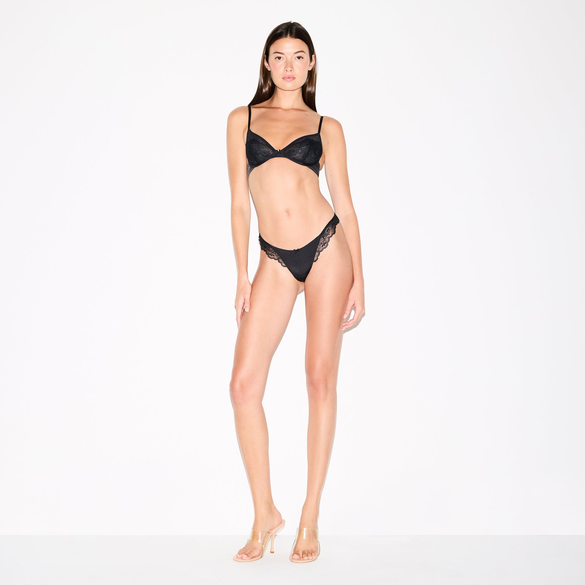 SKIMS LACE UNLINED DEMI BRA | ONYX thumbnail 3
