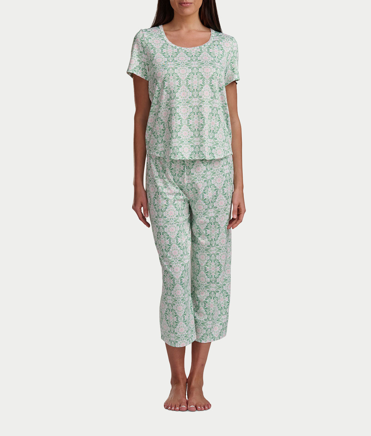 KN Cool Scoop Neck Tee Knit Capri Pajama Set
