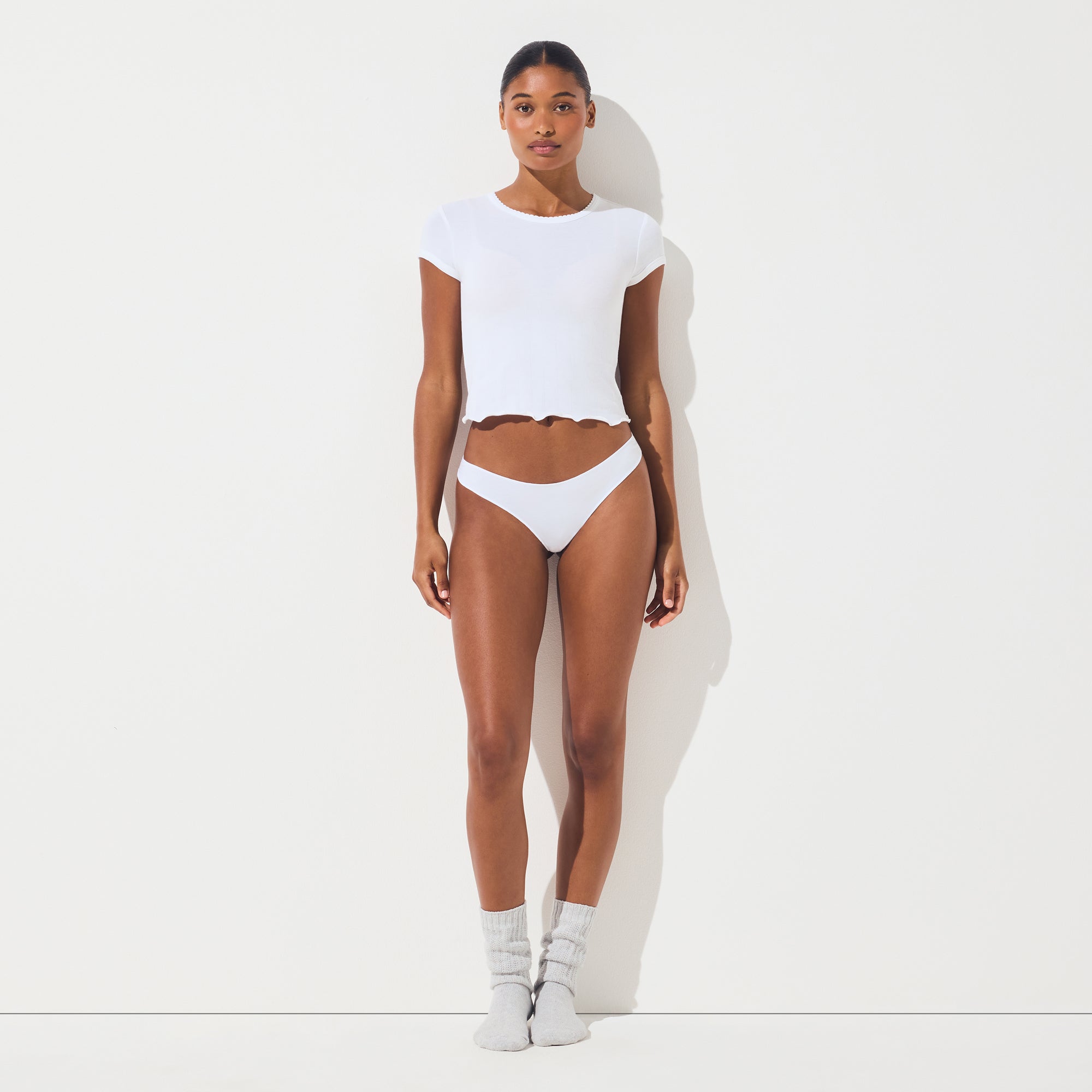 LIGHTWEIGHT COTTON THONG | SNOW thumbnail 3