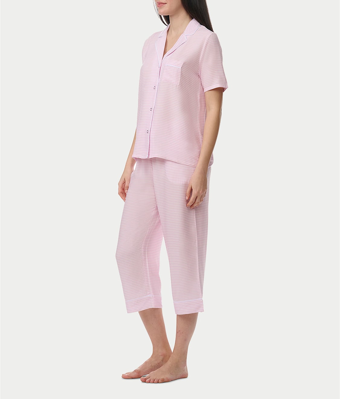 Notch Collar Woven Capri Pajama Set thumbnail 3