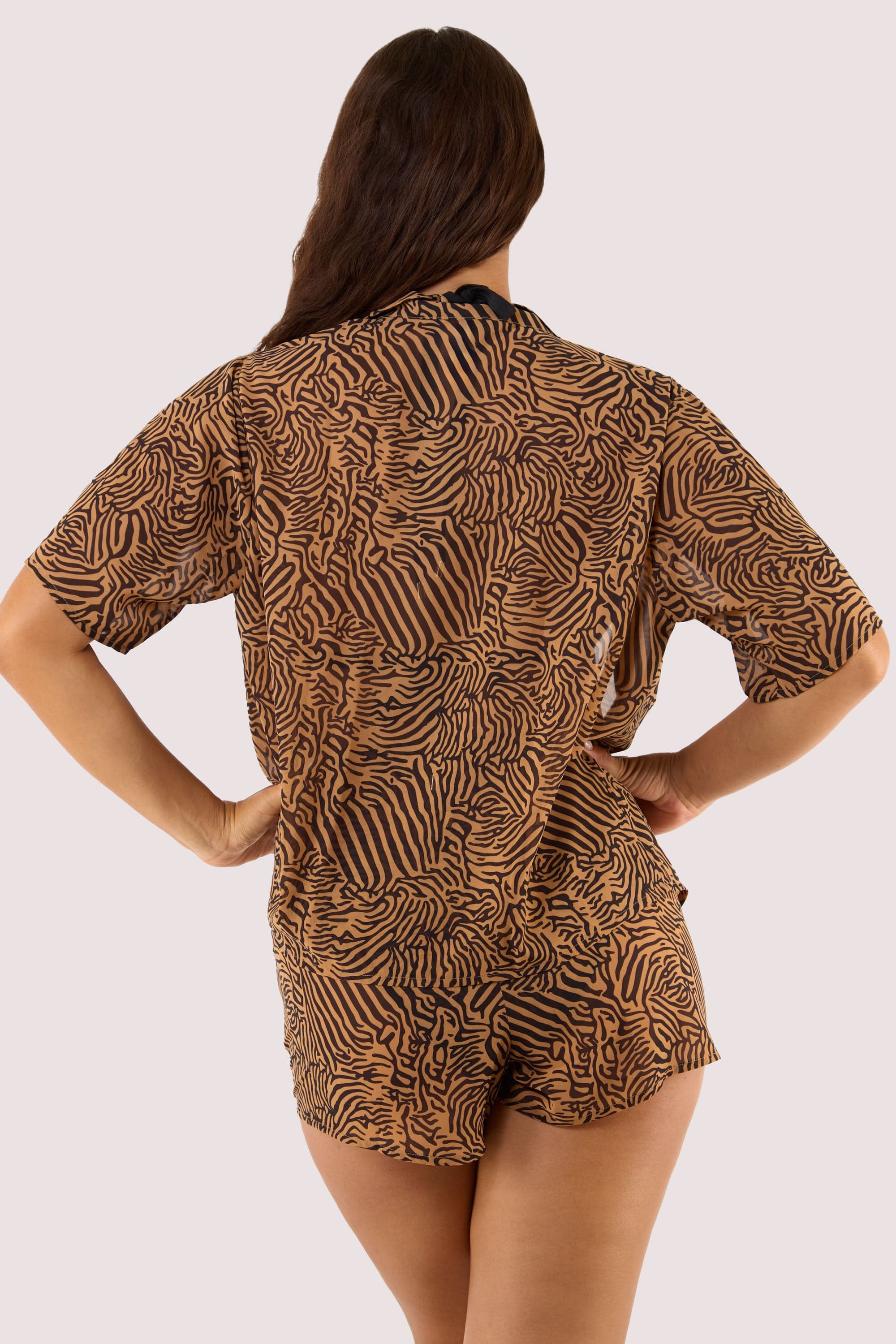 Savana Tiger Print Georgette Beach Shirt thumbnail 2