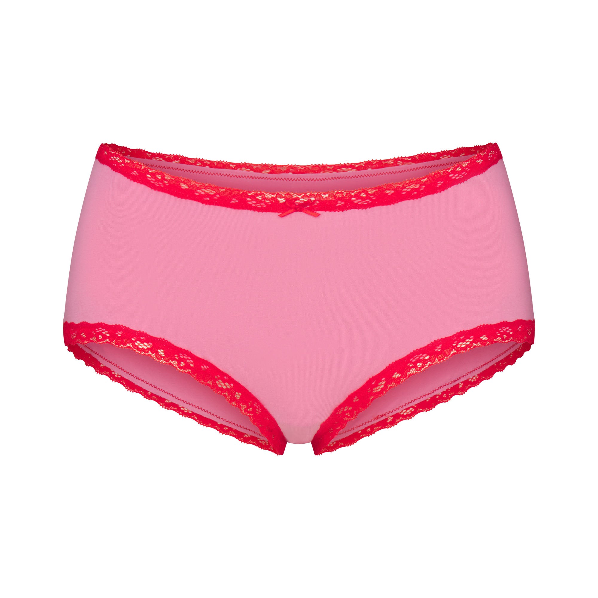 LIGHTWEIGHT COTTON LACE BOY SHORT | CARNATION CONTRAST