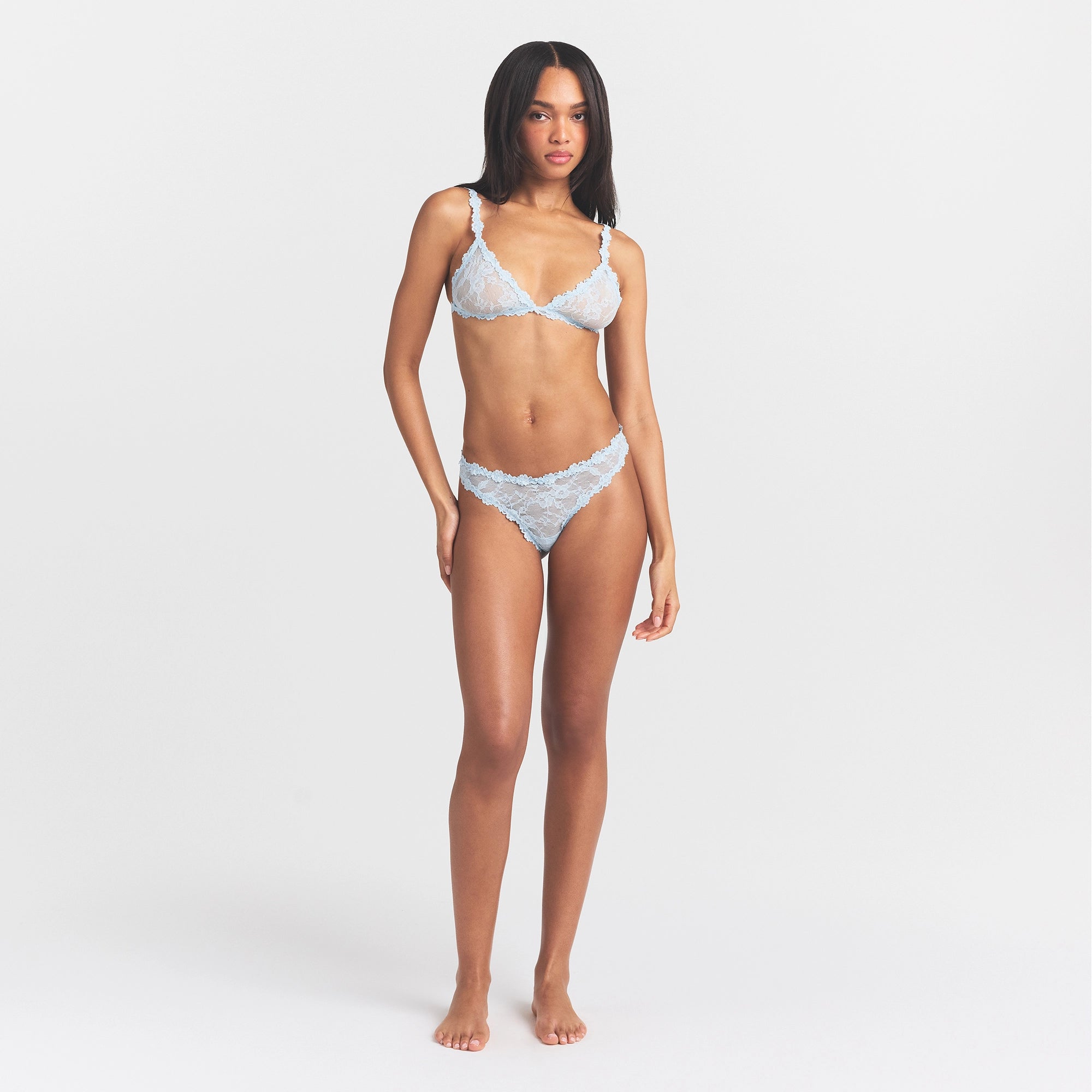 STRETCH LACE DIPPED THONG | POWDER BLUE thumbnail 2
