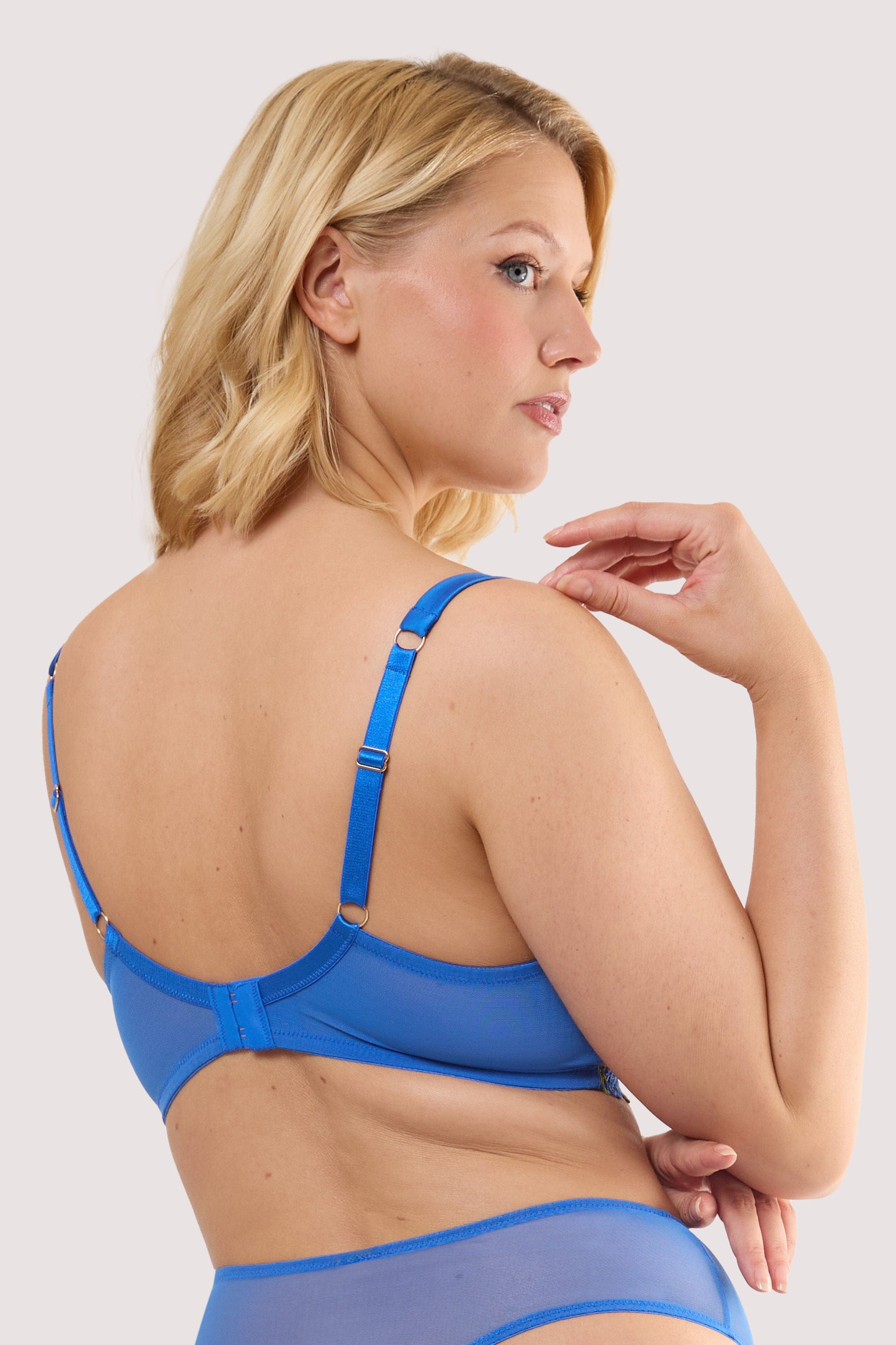 Hyacinth Blue Rose Embroidery Plunge Bra thumbnail 3