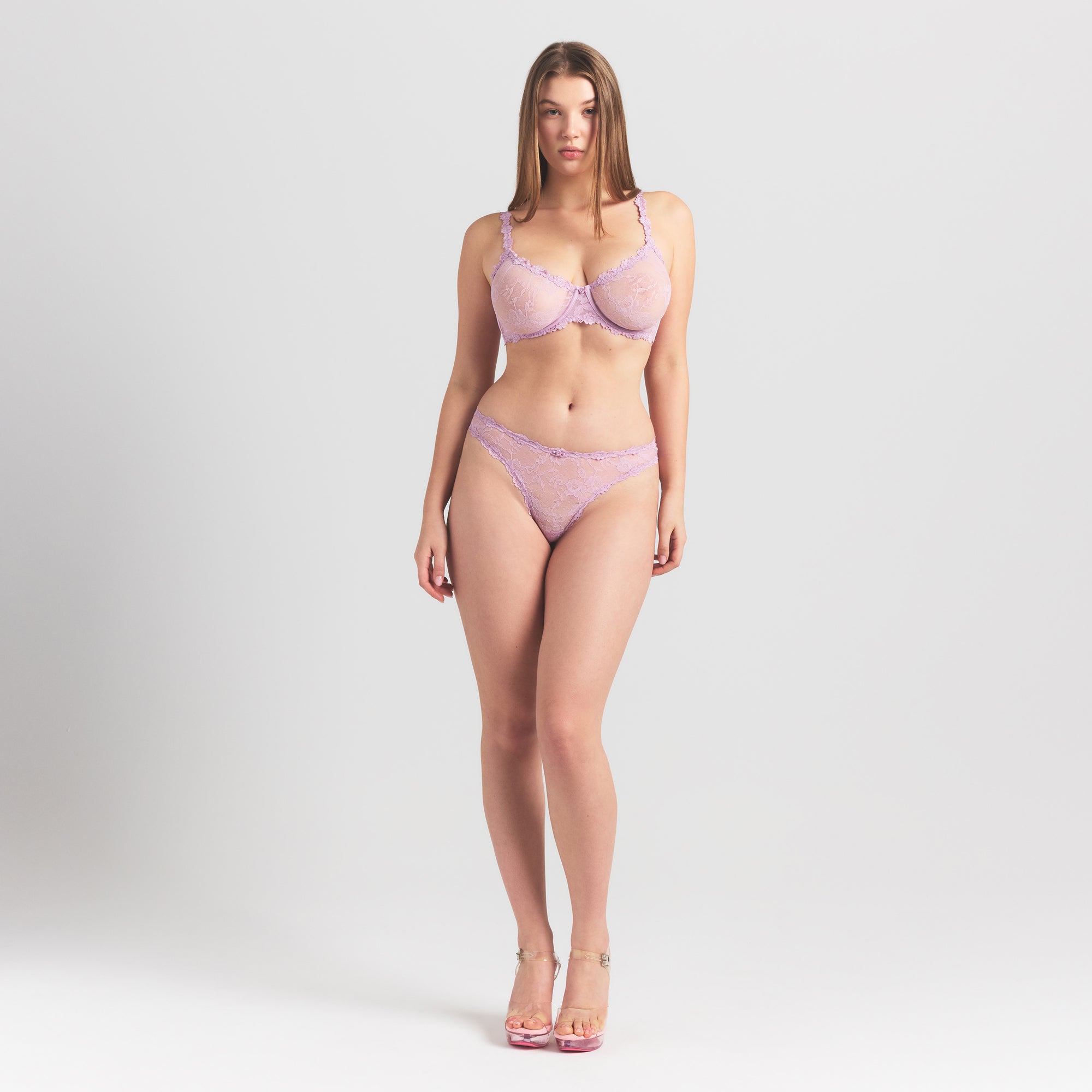 STRETCH LACE UNLINED DEMI BRA | BABY PINK thumbnail 2