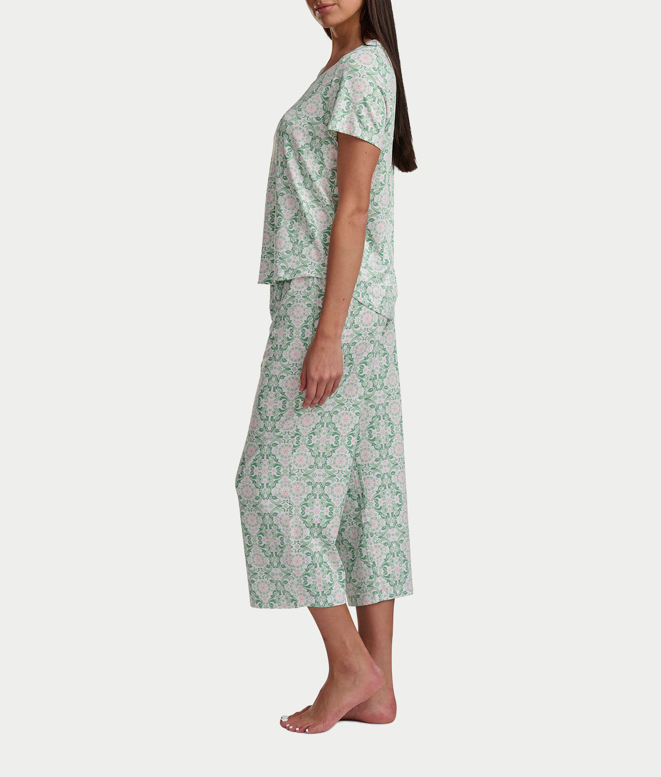 KN Cool Scoop Neck Tee Knit Capri Pajama Set thumbnail 3