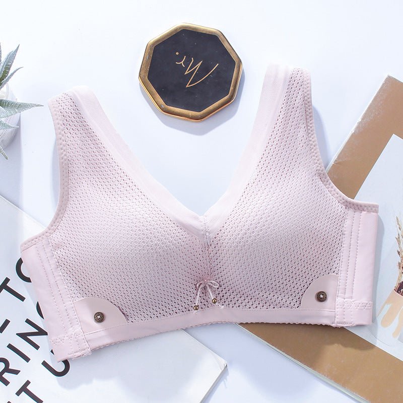 Wireless Vest Style Hollow Breathable Thin Cotton Deep V Pattern Push-up Bra thumbnail 3
