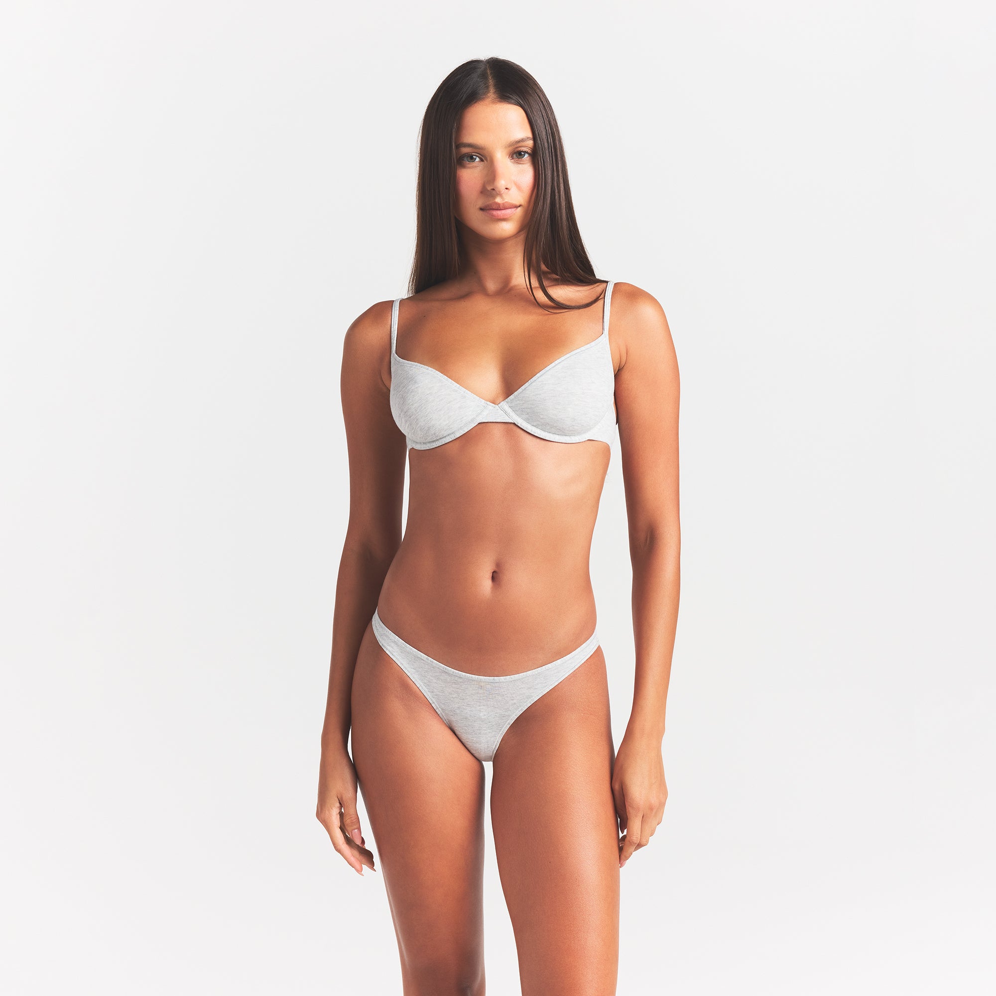 EVERYDAY COTTON UNLINED DEMI BRA | LIGHT HEATHER GREY thumbnail 3