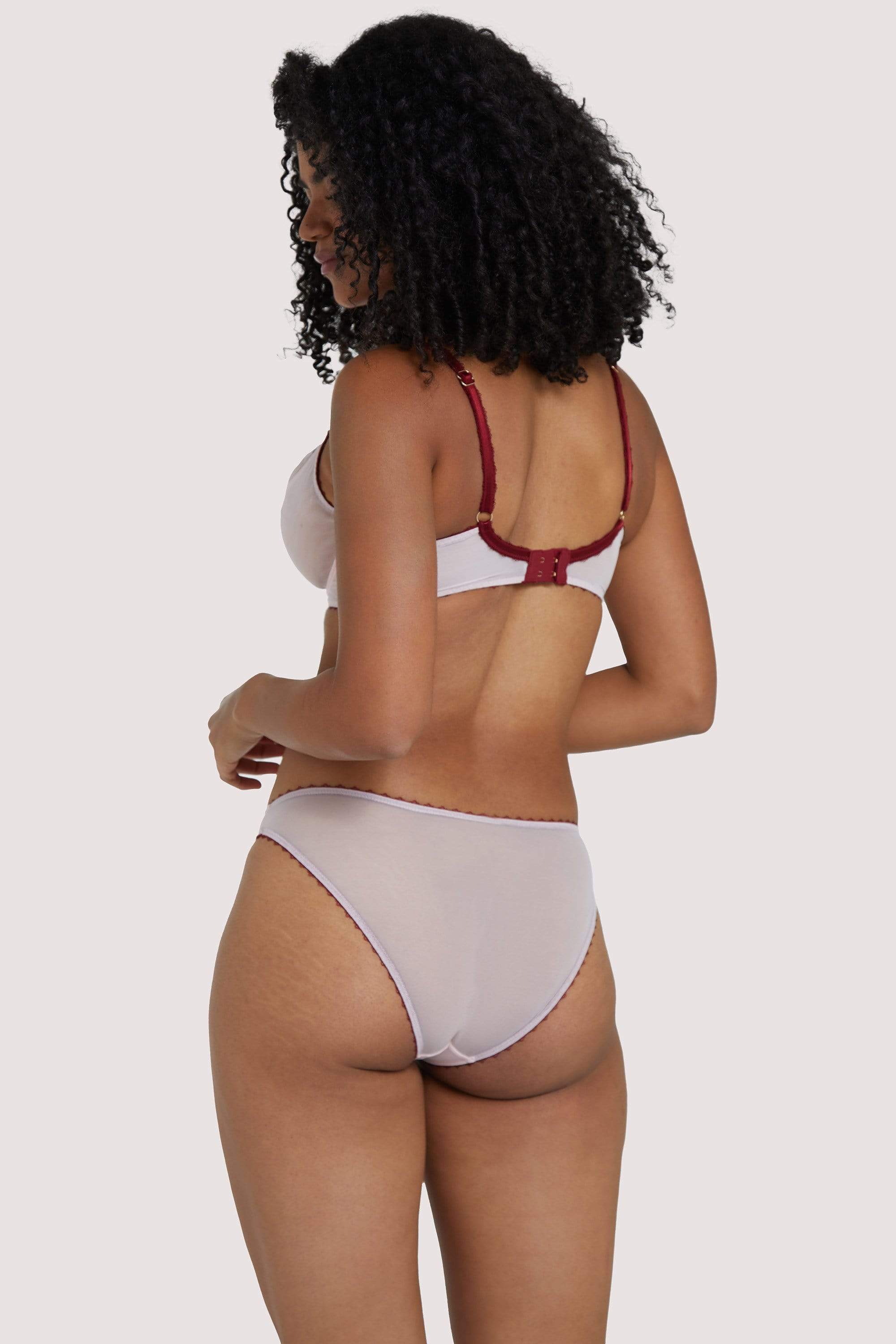 Grace Dusty Pink and Wine Plunge Net Bra thumbnail 3