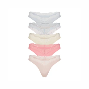 FITS EVERYBODY LACE DIPPED THONG 5-PACK | PIN DOT MULTI