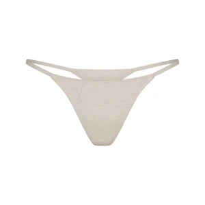 LIGHTWEIGHT COTTON STRING THONG | OATMEAL HEATHER