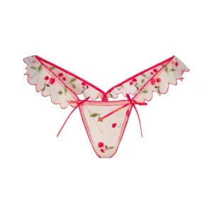 EMBROIDERED TULLE BUTTERFLY THONG | PRIMROSE CHERRY TULLE