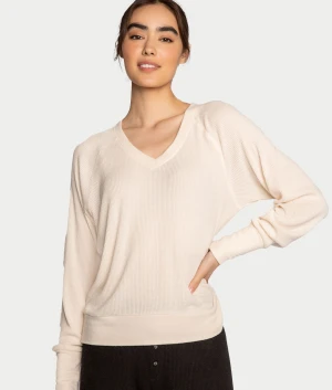 Textured Essentials Ribbed Long Sleeve Knit Top