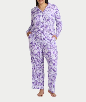 Paisley Fusion Knit Pajama Set with Satin