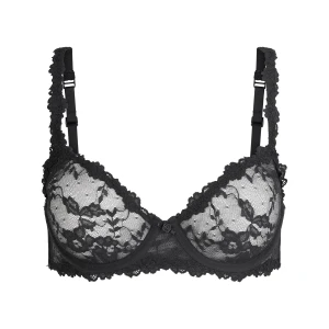 STRETCH LACE UNLINED DEMI BRA | SOOT
