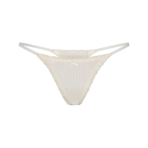 LIGHTWEIGHT COTTON POINTELLE LACE STRING THONG | MARBLE TONAL