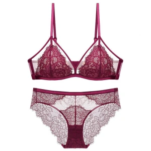 French Eyelash Lace Wireless Bra and Panty Set