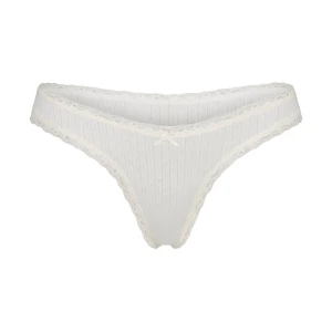 LIGHTWEIGHT COTTON POINTELLE LACE THONG | MARBLE TONAL