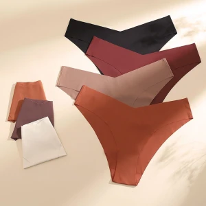 V-shaped Waist Seamless Ice Silk Cotton Breathable Panties
