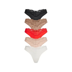 FITS EVERYBODY LACE DIPPED THONG 5-PACK | SKETCHED HEARTS MULTI