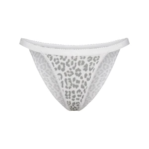 LIGHTWEIGHT COTTON LOGO PICOT STRING BIKINI | SNOW LEOPARD PRINT