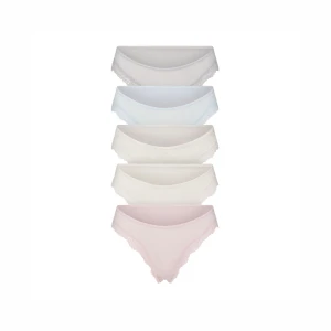 FITS EVERYBODY LACE CHEEKY TANGA 5-PACK | IVORY PEARL BOW MULTI
