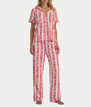Brushed Jersey Knit Short Sleeve Top Pajama Set