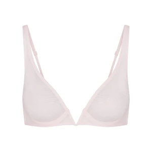 ULTRA FINE MESH DEEP PLUNGE BRA | BARELY PINK
