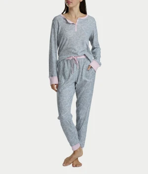 Long Sleeve Rib Henley Jogger Set