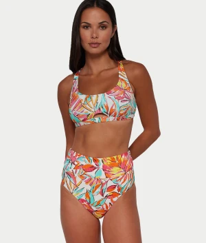 Printed Hannah Fold-Over High-Waist Bikini Bottom