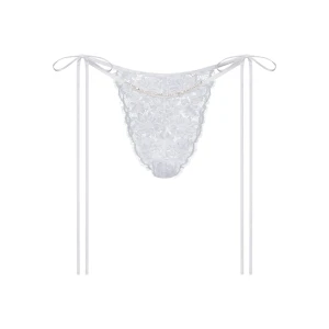 SKIMS LACE TIE SIDE TANGA | SNOW