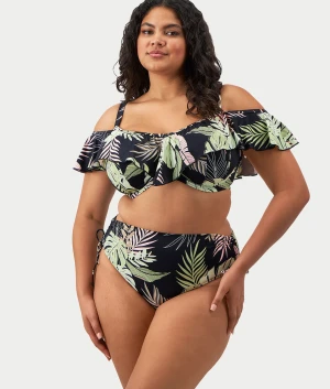 Plus Size Tropical Retreat Ruffle Bikini Top