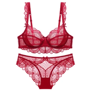 Elegant French Lace Push Up Breathable Lingerie Underwear Set