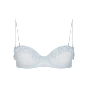 STRETCH LACE RUFFLE UNLINED BRA | POWDER BLUE
