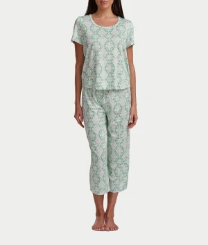 KN Cool Scoop Neck Tee Knit Capri Pajama Set